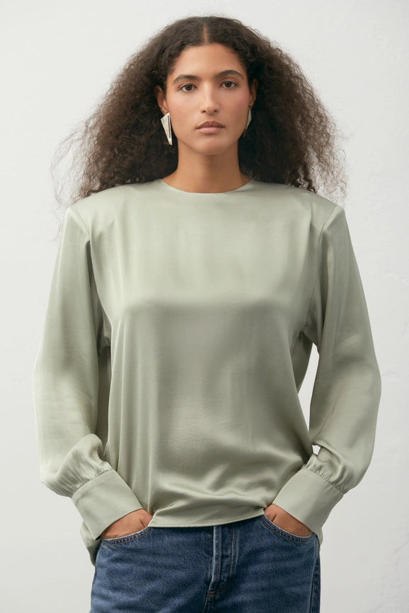 Satin Blouse Green-Blouse-A LINE-XXS/XS-Green-Urbanheer