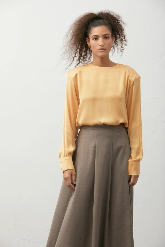 Satin Blouse Yellow-Blouse-A LINE-XXS/XS-Yellow-Urbanheer