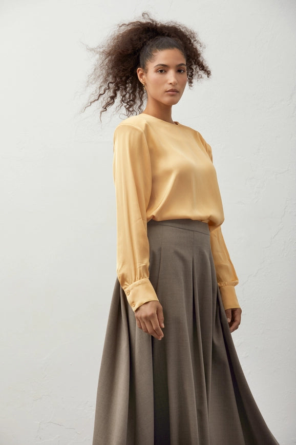 Satin Blouse Yellow-Blouse-A LINE-XXS/XS-Yellow-Urbanheer