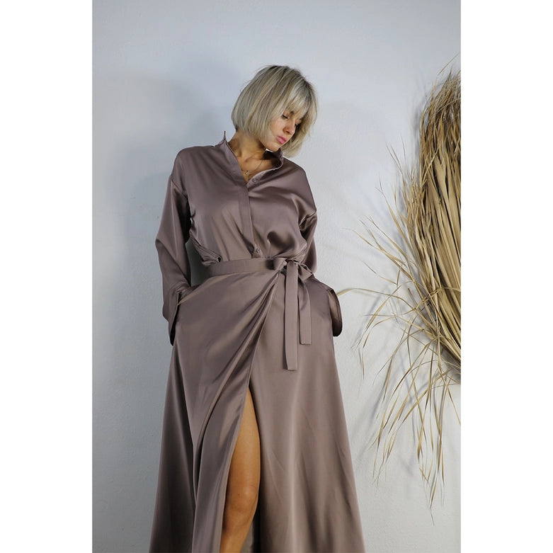 Satin Crop Top with Wrap Skirt Set-Set-Mulla-S-MAUVE BROWN-Urbanheer