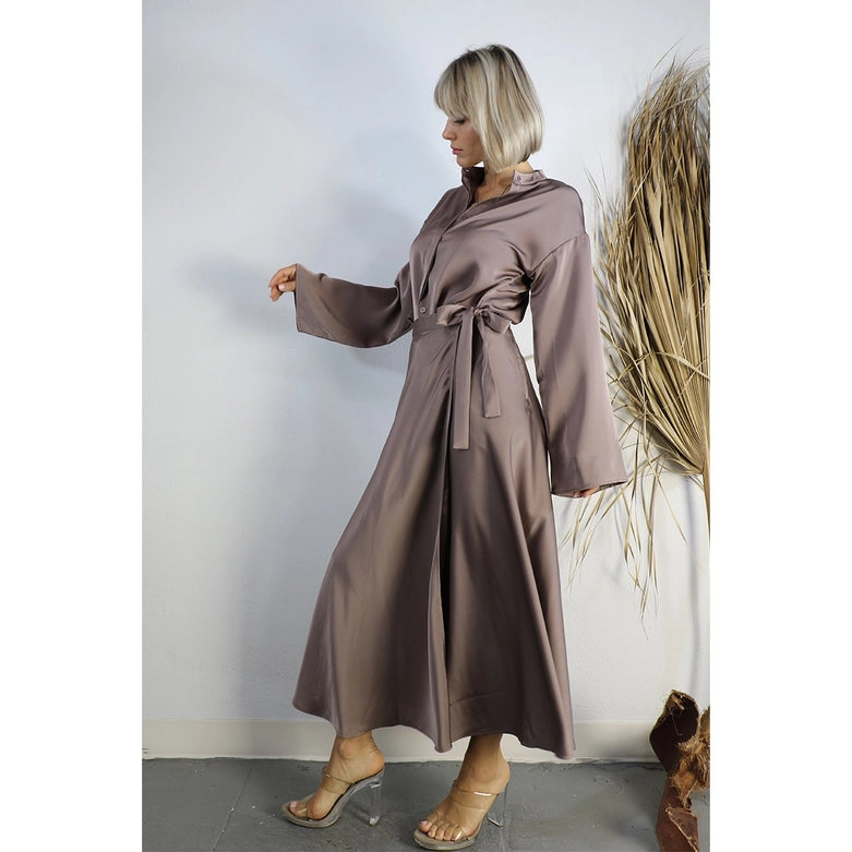 Satin Crop Top with Wrap Skirt Set-Set-Mulla-S-MAUVE BROWN-Urbanheer