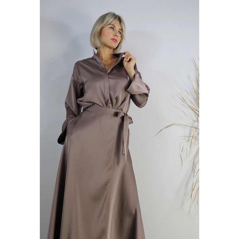 Satin Crop Top with Wrap Skirt Set-Set-Mulla-S-MAUVE BROWN-Urbanheer