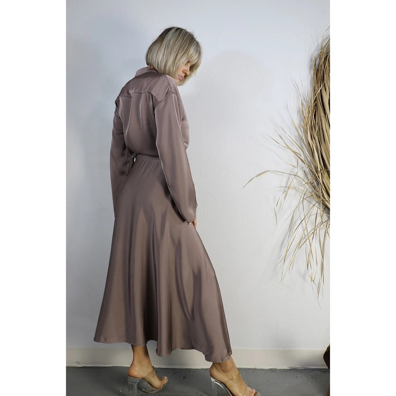 Satin Crop Top with Wrap Skirt Set-Set-Mulla-S-MAUVE BROWN-Urbanheer