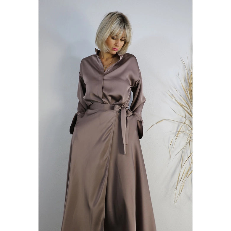Satin Crop Top with Wrap Skirt Set-Set-Mulla-S-MAUVE BROWN-Urbanheer