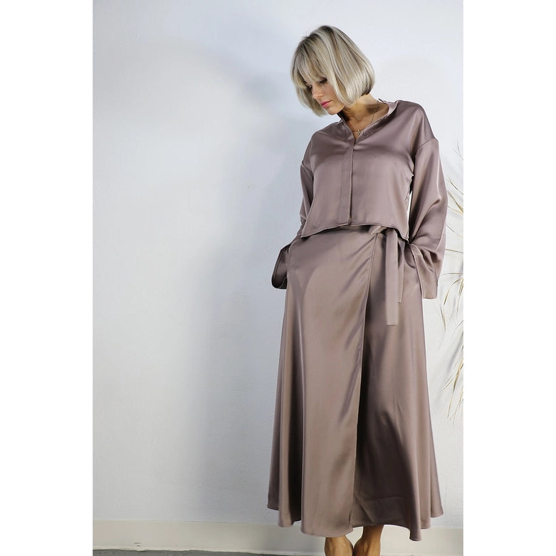 Satin Crop Top with Wrap Skirt Set-Set-Mulla-S-MAUVE BROWN-Urbanheer