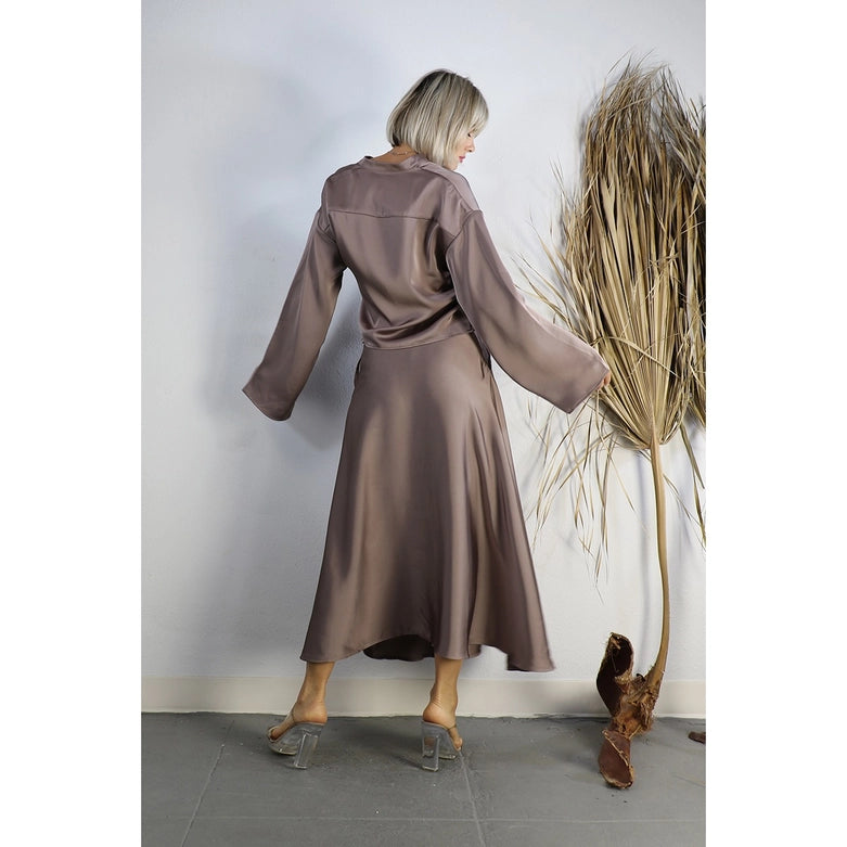 Satin Crop Top with Wrap Skirt Set-Set-Mulla-S-MAUVE BROWN-Urbanheer