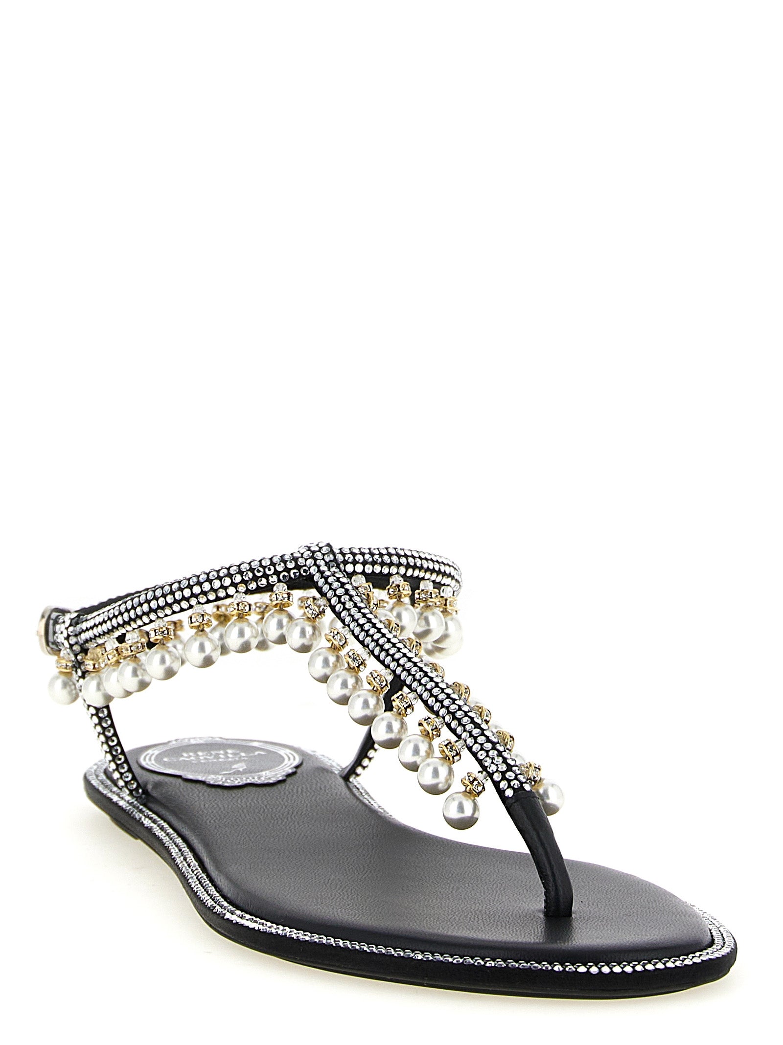 Satin Diana Sandals with Crystal Appliqué