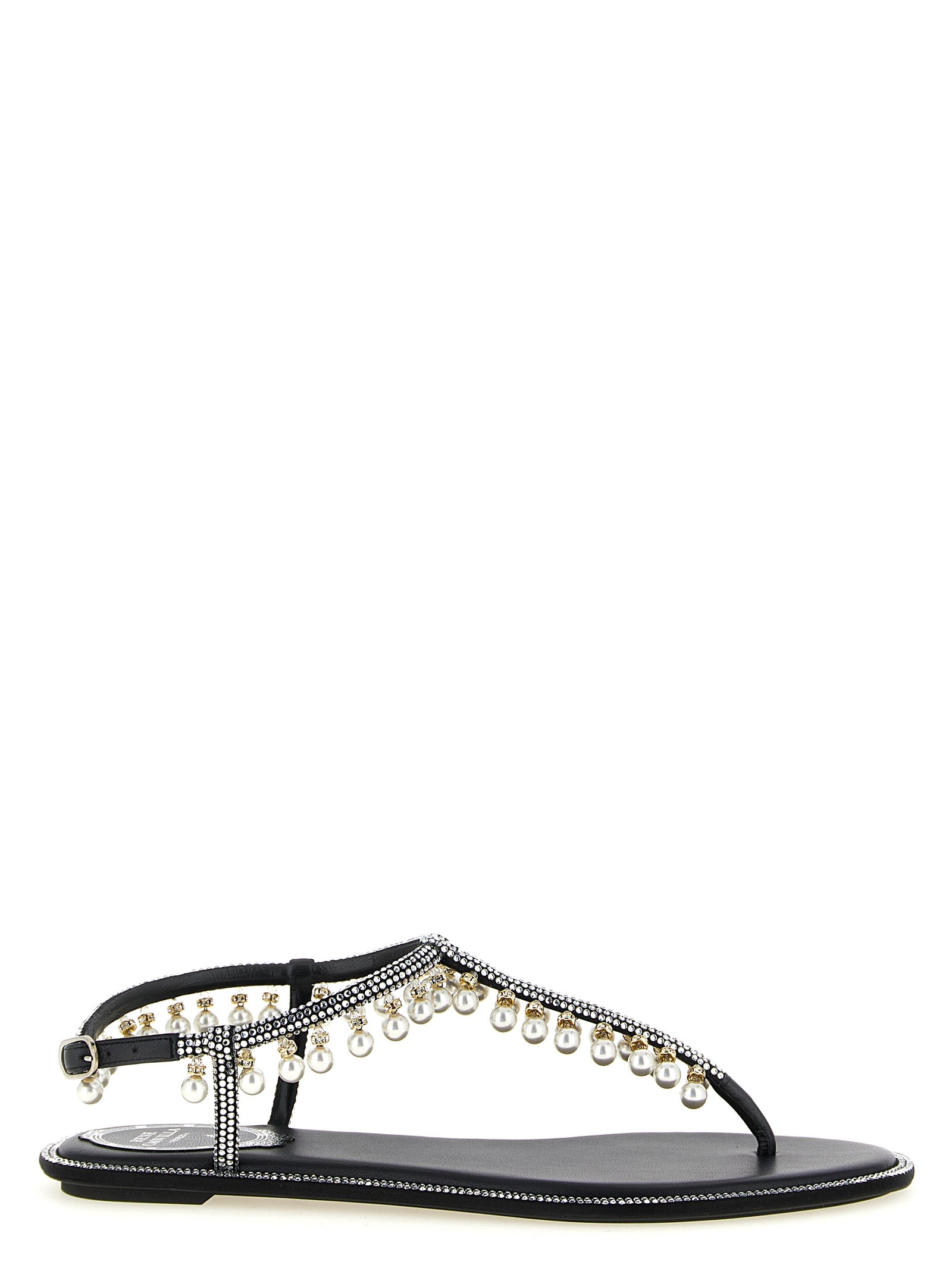 Satin Diana Sandals with Crystal Appliqué