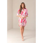 Satin Dress with Print and 3/4 Sleeves