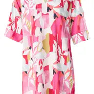 Satin Dress with Print and 3/4 Sleeves