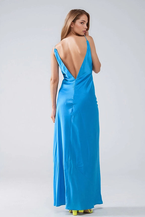 Satin Maxi Dress with Spaghetti Straps in Blue-Dress-Q2-S-Blue-Urbanheer