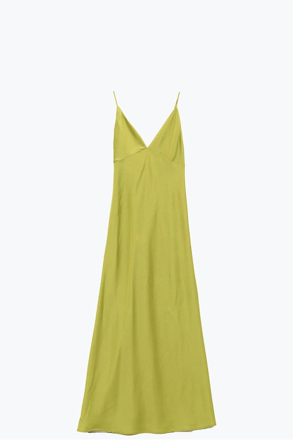 Satin Maxi Dress with Spaghetti Straps in Lime Green-Dress-Q2-S-Green-Urbanheer