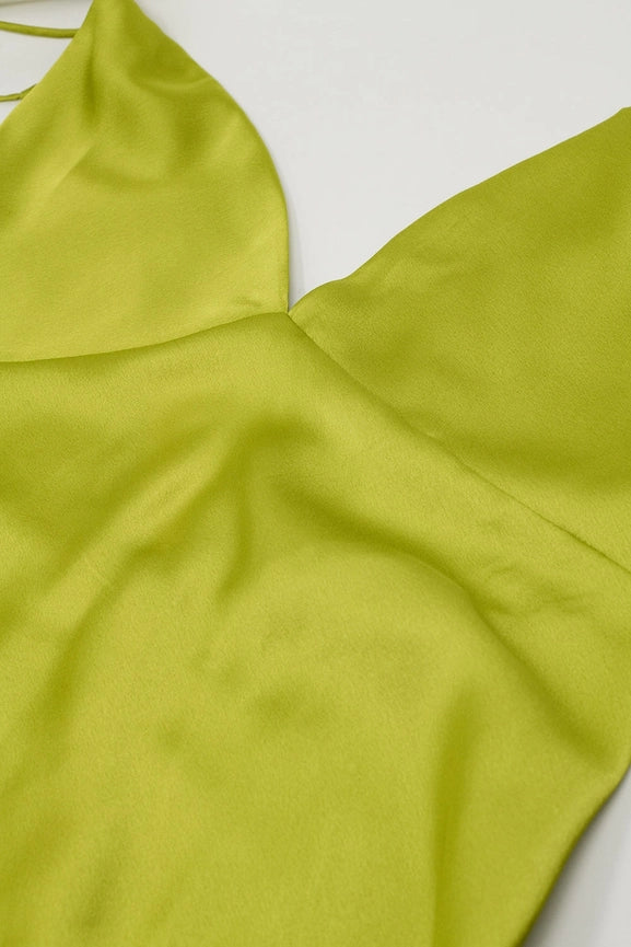 Satin Maxi Dress with Spaghetti Straps in Lime Green-Dress-Q2-S-Green-Urbanheer