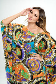 Satin Multi Oversize Midi Dress with Curved Hem-Dresses-Reneecollection-Urbanheer