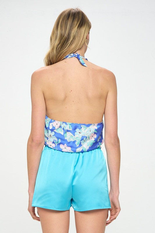 Satin No Sleeve Top with Front Twist-New Arrival-Reneecollection-Small-NEON BLUE-Urbanheer