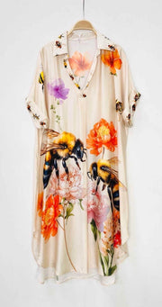 Satin Printed Polo Collar Dress-Dress-SWEET MAGIC-4-OS-Urbanheer