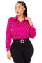 Satin & Rhinestone Button Down Collared Shirts Fuchsia-Shirts-7MANGO7-S-Urbanheer