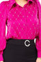 Satin & Rhinestone Button Down Collared Shirts Fuchsia-Shirts-7MANGO7-S-Urbanheer