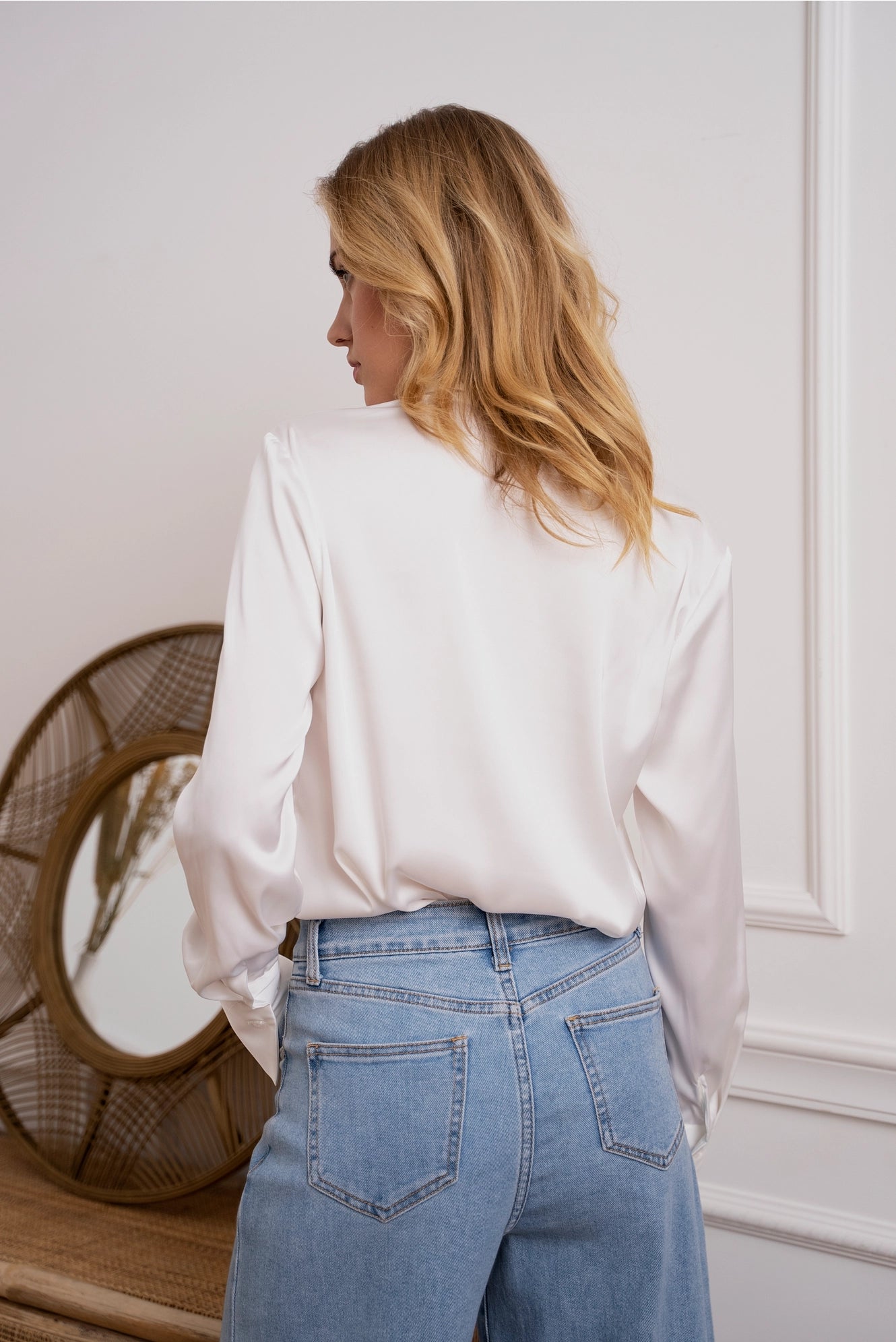 Satin Shirt with Classic Notched Collar