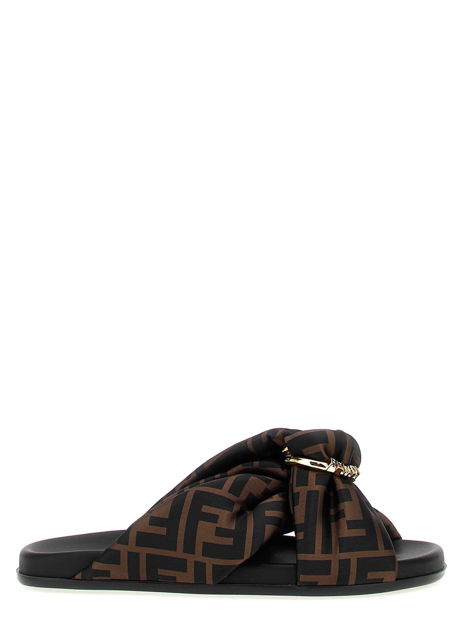 Satin Slides with Padded Band and Leather Sole