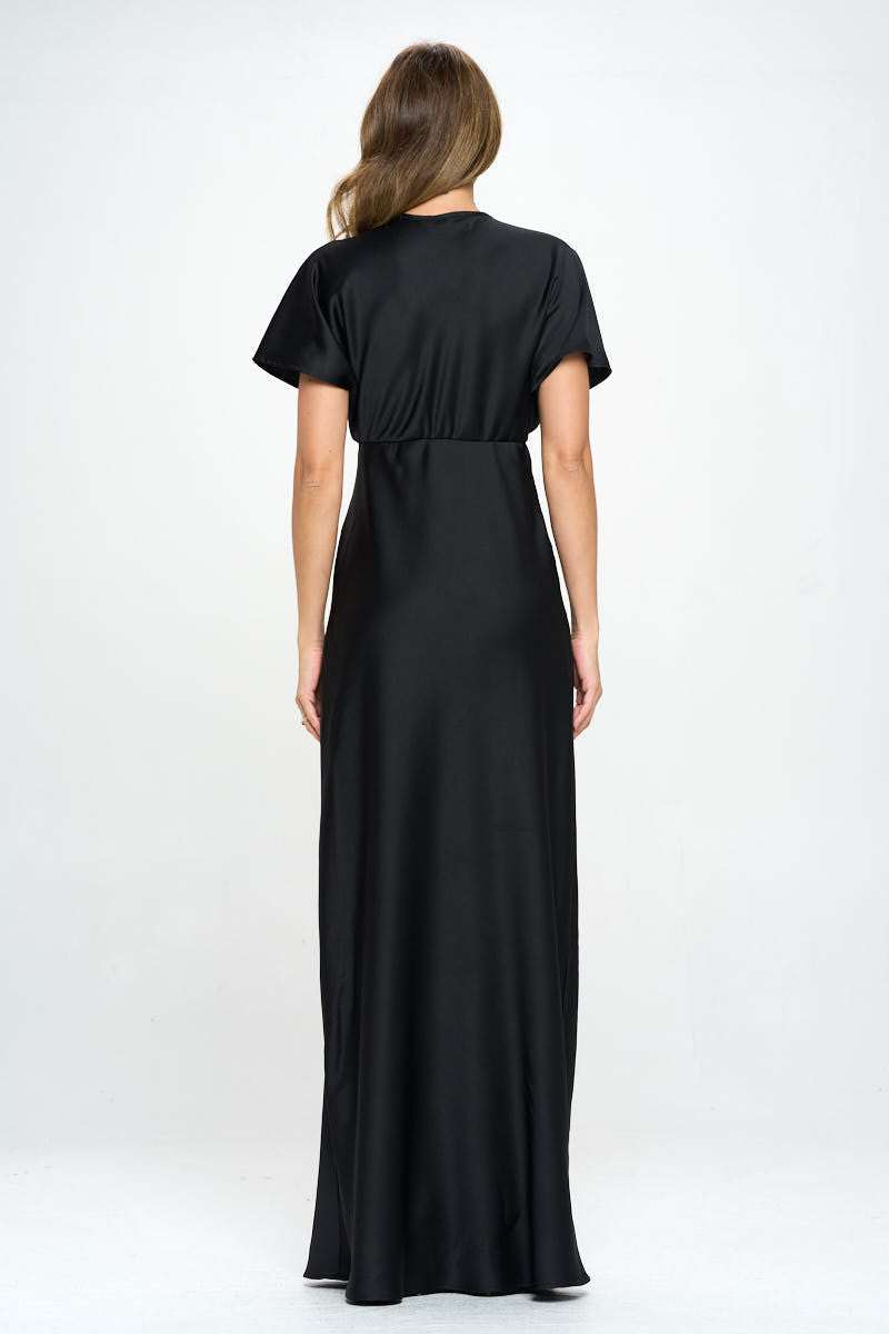 Satin Solid Deep V neck Formal Dress-Dresses-Reneecollection-Urbanheer