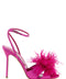 Satin Stiletto Sandals with Organza Flower