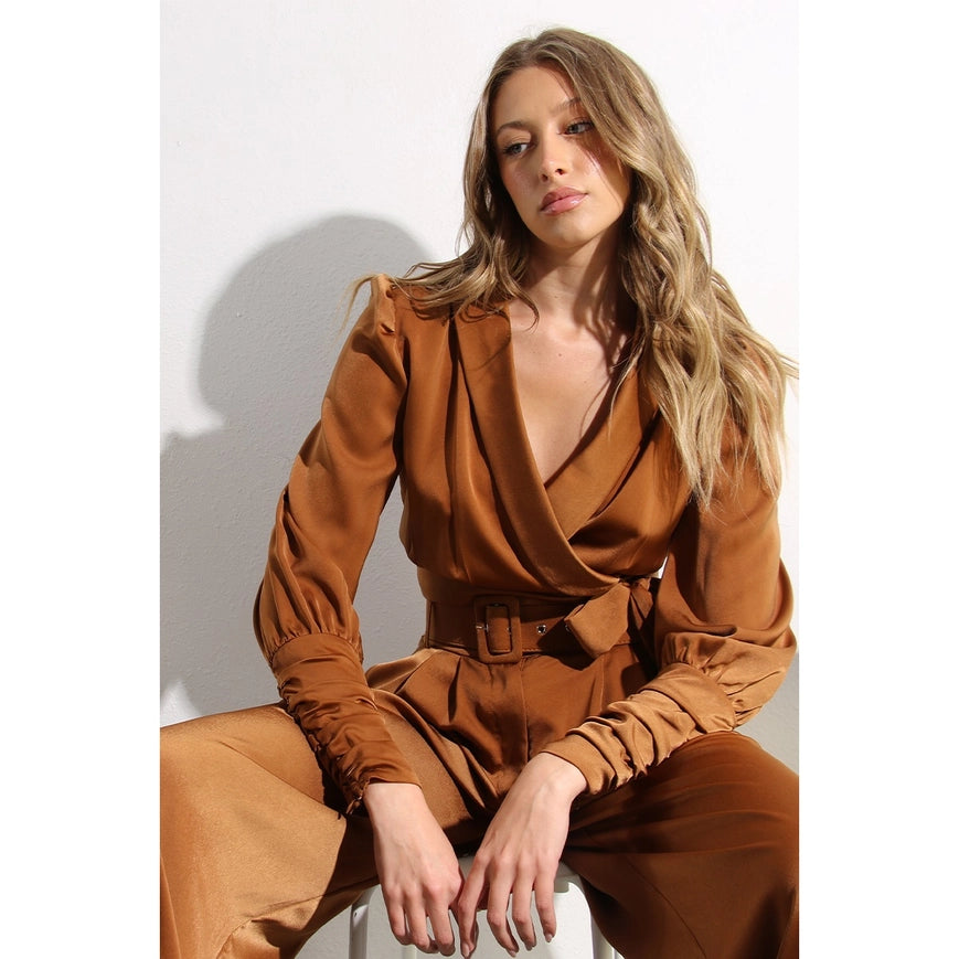 Satin Surplus Top And Pants Set-Set-Mulla-S-GOLDEN JUPITER-Urbanheer