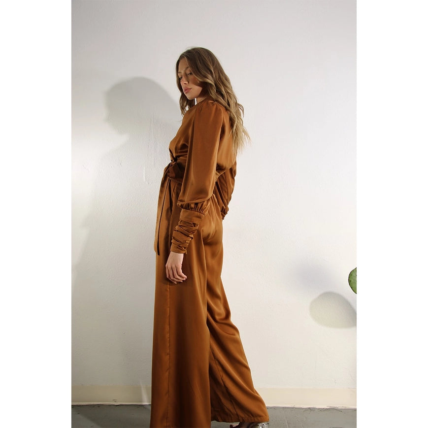 Satin Surplus Top And Pants Set-Set-Mulla-S-GOLDEN JUPITER-Urbanheer