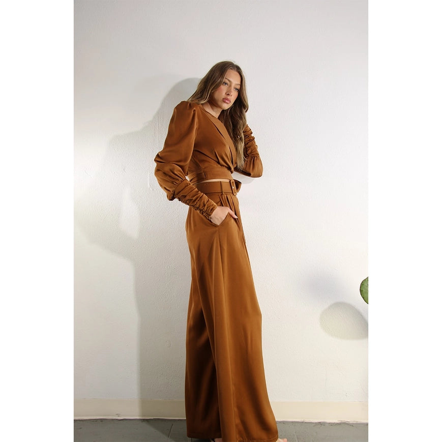 Satin Surplus Top And Pants Set-Set-Mulla-S-GOLDEN JUPITER-Urbanheer