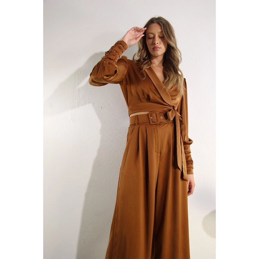 Satin Surplus Top And Pants Set-Set-Mulla-S-GOLDEN JUPITER-Urbanheer