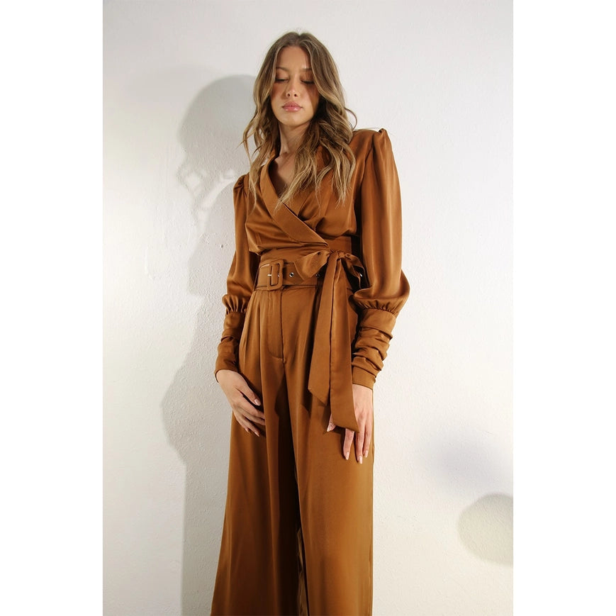 Satin Surplus Top And Pants Set-Set-Mulla-S-GOLDEN JUPITER-Urbanheer