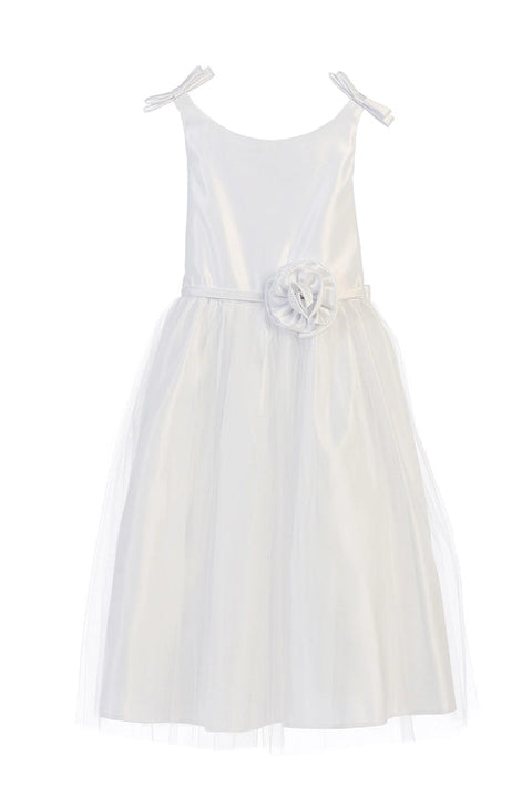 Satin & Tulle with Double Bow Shoulder-Baby Girl Dress-Sweet Kids, Inc.-S (6mths)-white-Urbanheer