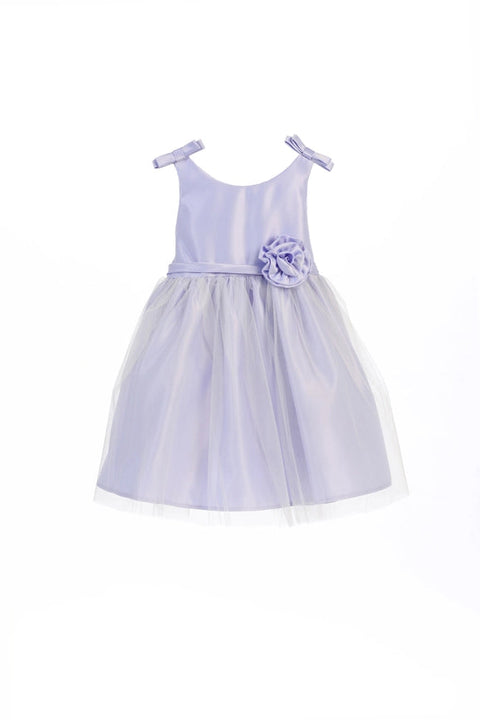 Satin & Tulle with Double Bow Shoulder-Baby Girl Dress-Sweet Kids, Inc.-S (6mths)-champagne-Urbanheer
