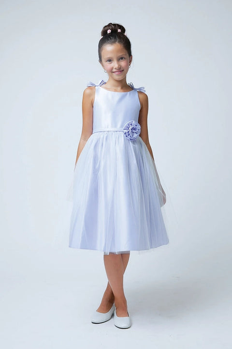 Satin & Tulle with Double Bow Shoulder-Baby Girl Dress-Sweet Kids, Inc.-S (6mths)-champagne-Urbanheer