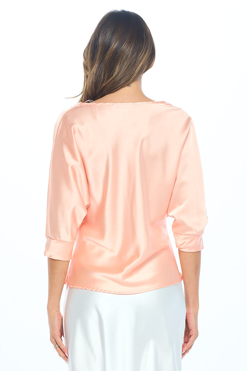 Satin Vibrant Cowl neck 3/4 Sleeve Top-New Arrival-Reneecollection-Urbanheer