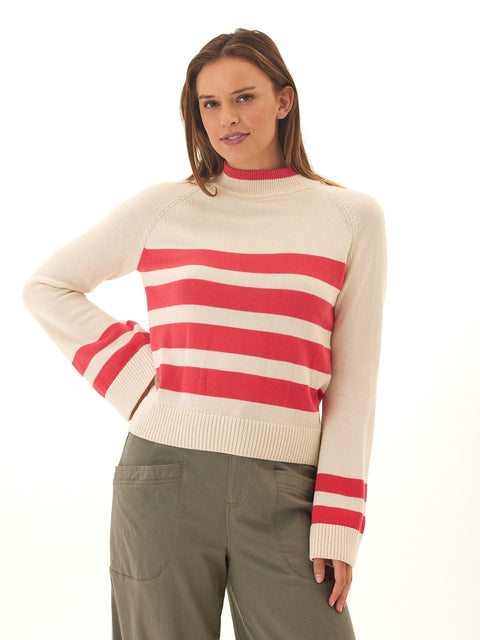 Saundra Striped Cotton Blend Raglan Sweater