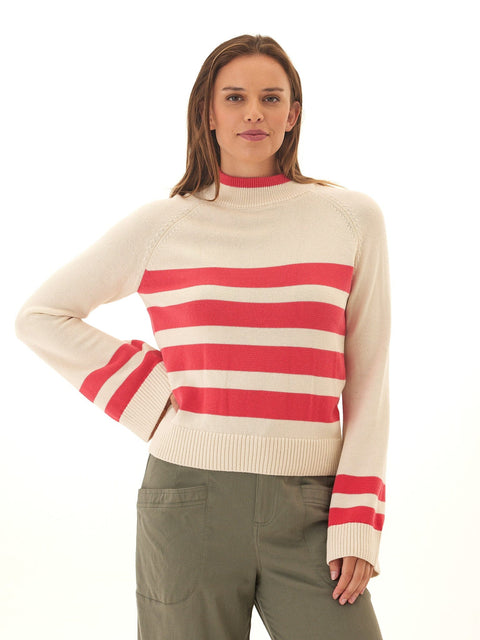 Saundra Striped Cotton Blend Raglan Sweater