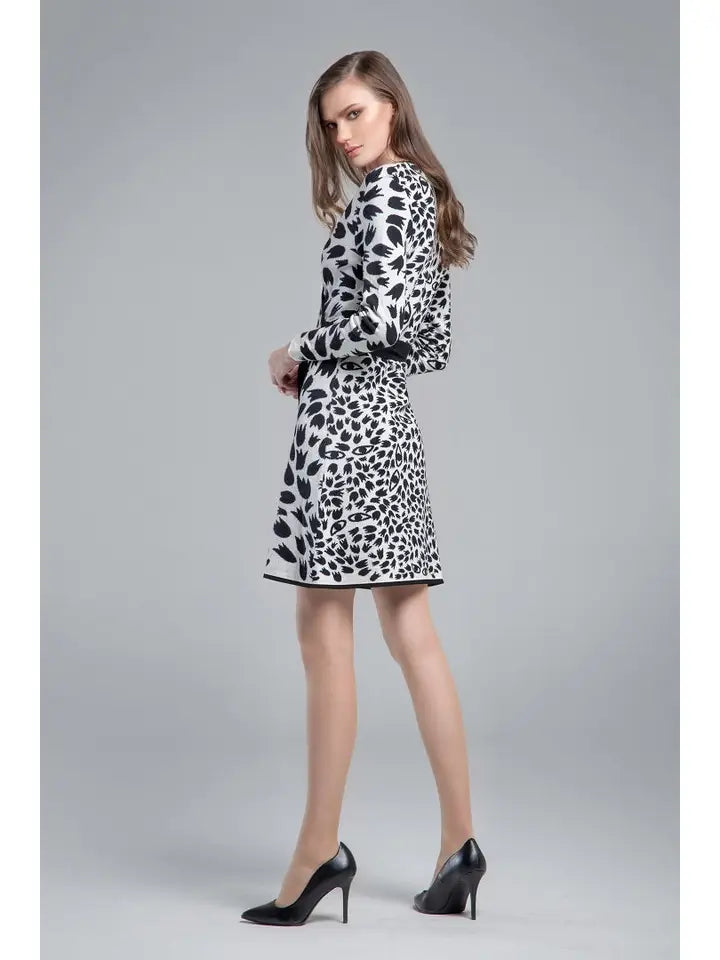 Savannah Jacquard-Knit Wrap Dress with Animal Pattern-Dress-RUMOUR LONDON-XS-Urbanheer
