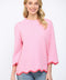 Scallop Edge Detailed Mock Neck Sweater Top in Pink