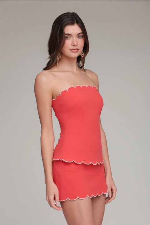 Scalloped Stretch Cotton Convertible Tube Top