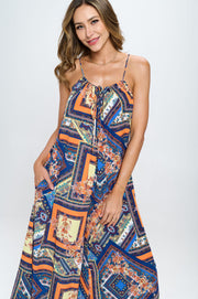 Scarf Print Sleeveless Print Jumpsuit-Rompers-Reneecollection-Urbanheer