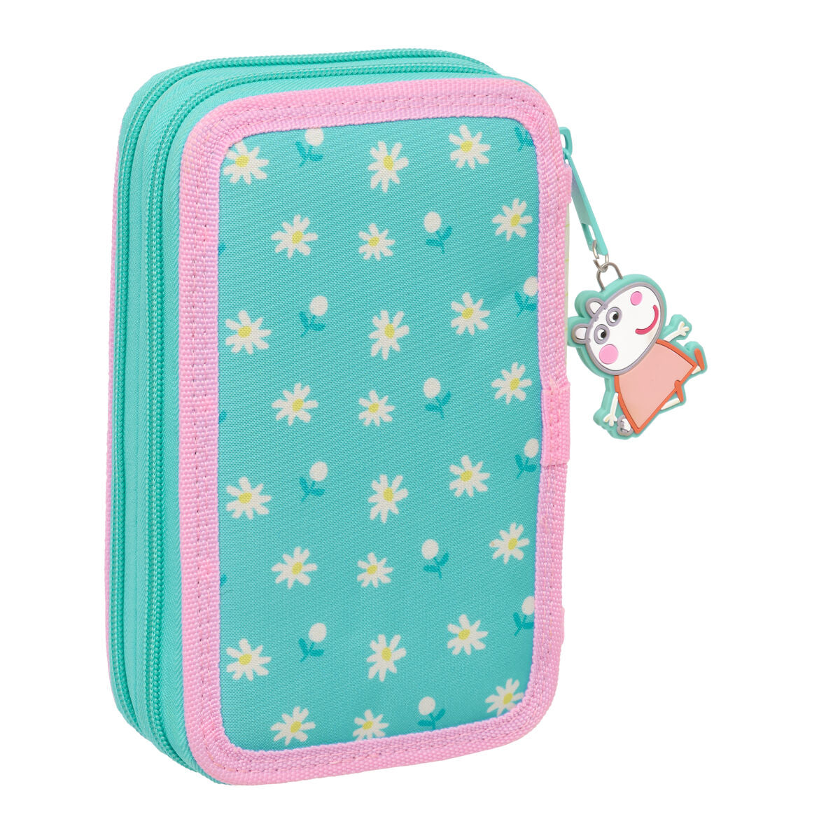 School Case with Accessories Peppa Pig Pretty flowers Yellow Mint 12.5 x 19.5 x 4 cm 29 Pieces-Office and stationery, School and educational materials-Peppa Pig-Urbanheer