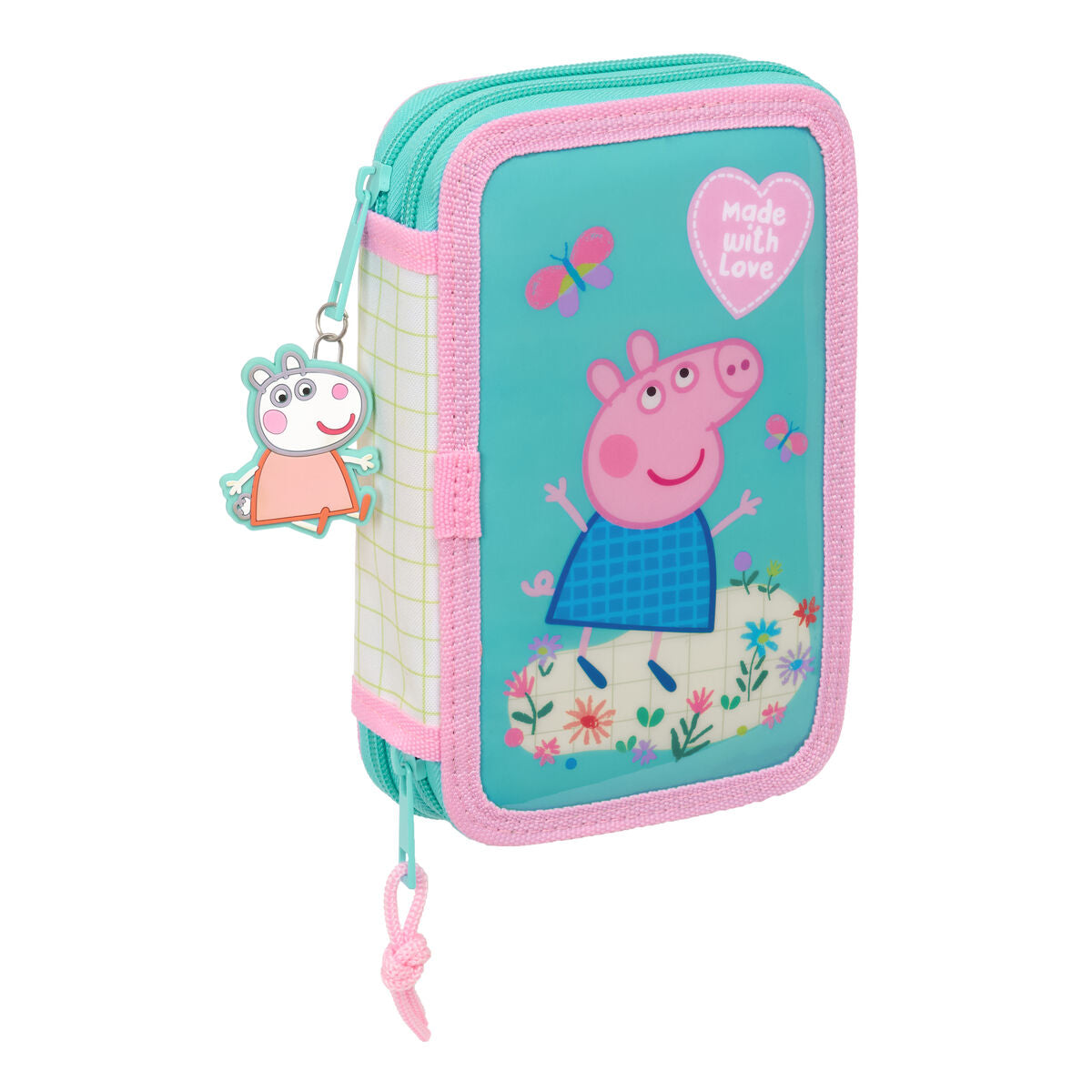School Case with Accessories Peppa Pig Pretty flowers Yellow Mint 12.5 x 19.5 x 4 cm 29 Pieces-Office and stationery, School and educational materials-Peppa Pig-Urbanheer