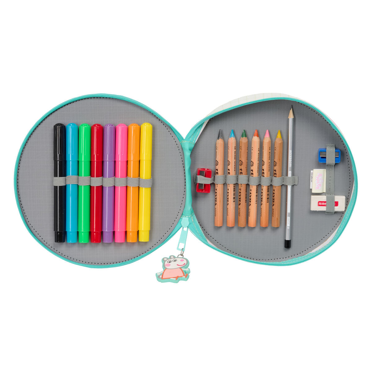 School Case with Accessories Peppa Pig Pretty flowers Yellow Mint 18 Pieces-Office and stationery, School and educational materials-Peppa Pig-Urbanheer