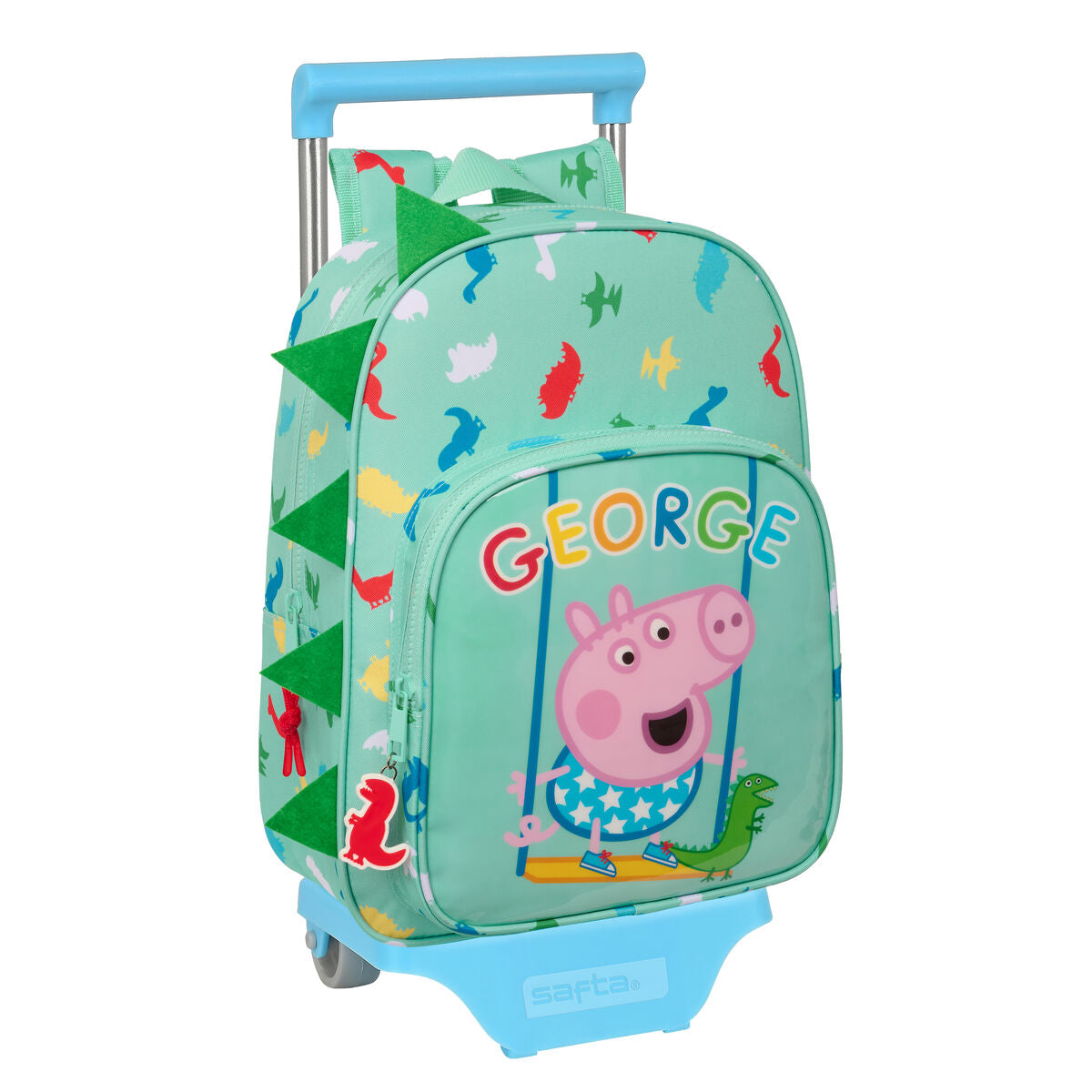 School Rucksack with Wheels Peppa Pig George Mint 26 x 34 x 11 cm-Office and stationery, School and educational materials-Peppa Pig-Urbanheer