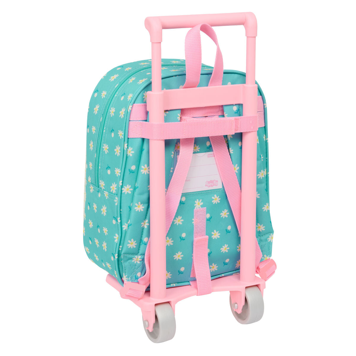 School Rucksack with Wheels Peppa Pig Pretty flowers Yellow Mint 22 x 27 x 10 cm-Office and stationery, School and educational materials-Peppa Pig-Urbanheer