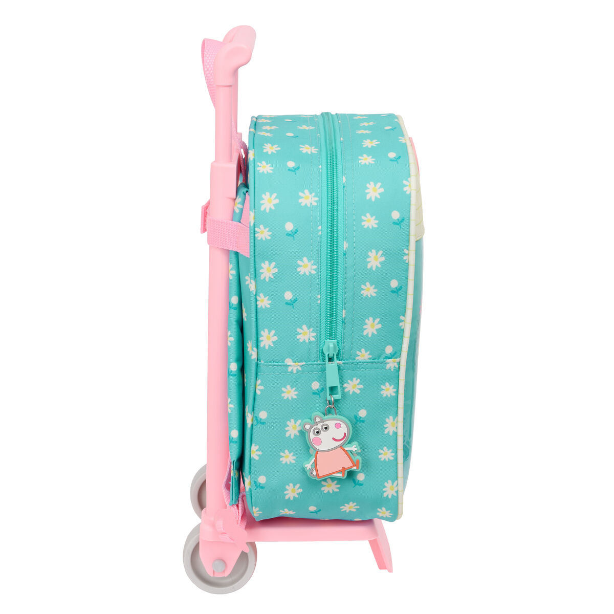 School Rucksack with Wheels Peppa Pig Pretty flowers Yellow Mint 22 x 27 x 10 cm-Office and stationery, School and educational materials-Peppa Pig-Urbanheer