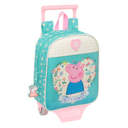 School Rucksack with Wheels Peppa Pig Pretty flowers Yellow Mint 22 x 27 x 10 cm-Office and stationery, School and educational materials-Peppa Pig-Urbanheer