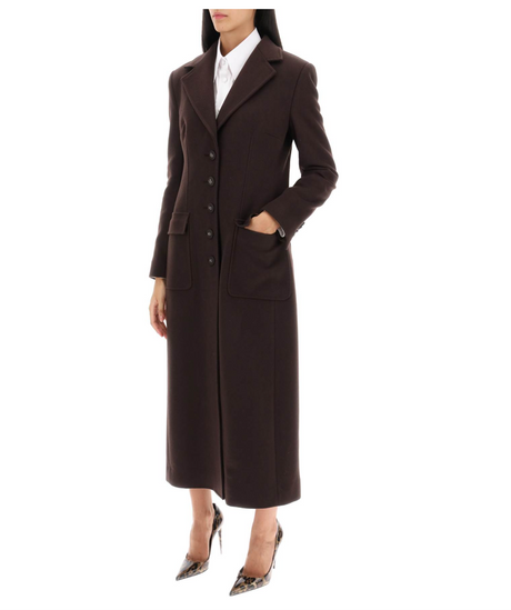 Dolce & Gabbana Single-breasted Long Coat in Wool & Cashmere