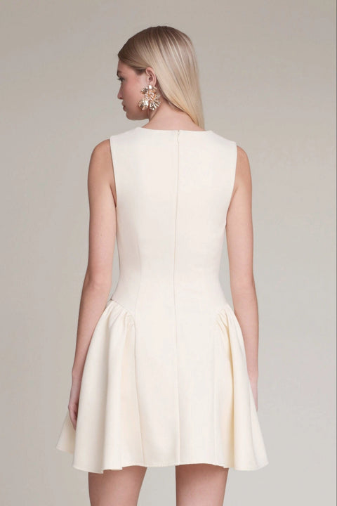 Sculpted Flounce Mini Dress